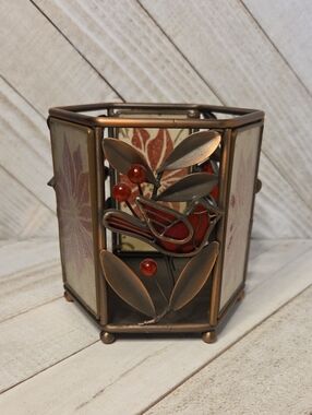 Christmas Cardinal Poinsettia Candle Holder